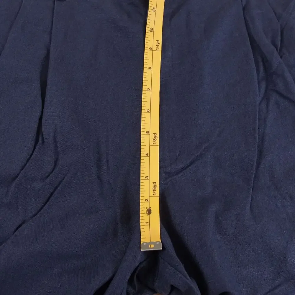 Vintage Eddie Bauer High Waist Pleated Linen Cotton Blend Blue Pants Sz 40 x 30